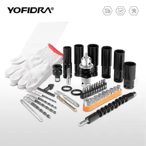 YOFIDRA 44-Piece Impact Wrench Accessory Kit – Sockets, Bits, Drills, Extension Rods & More, Set for 1/2" Square Drive Wrenches