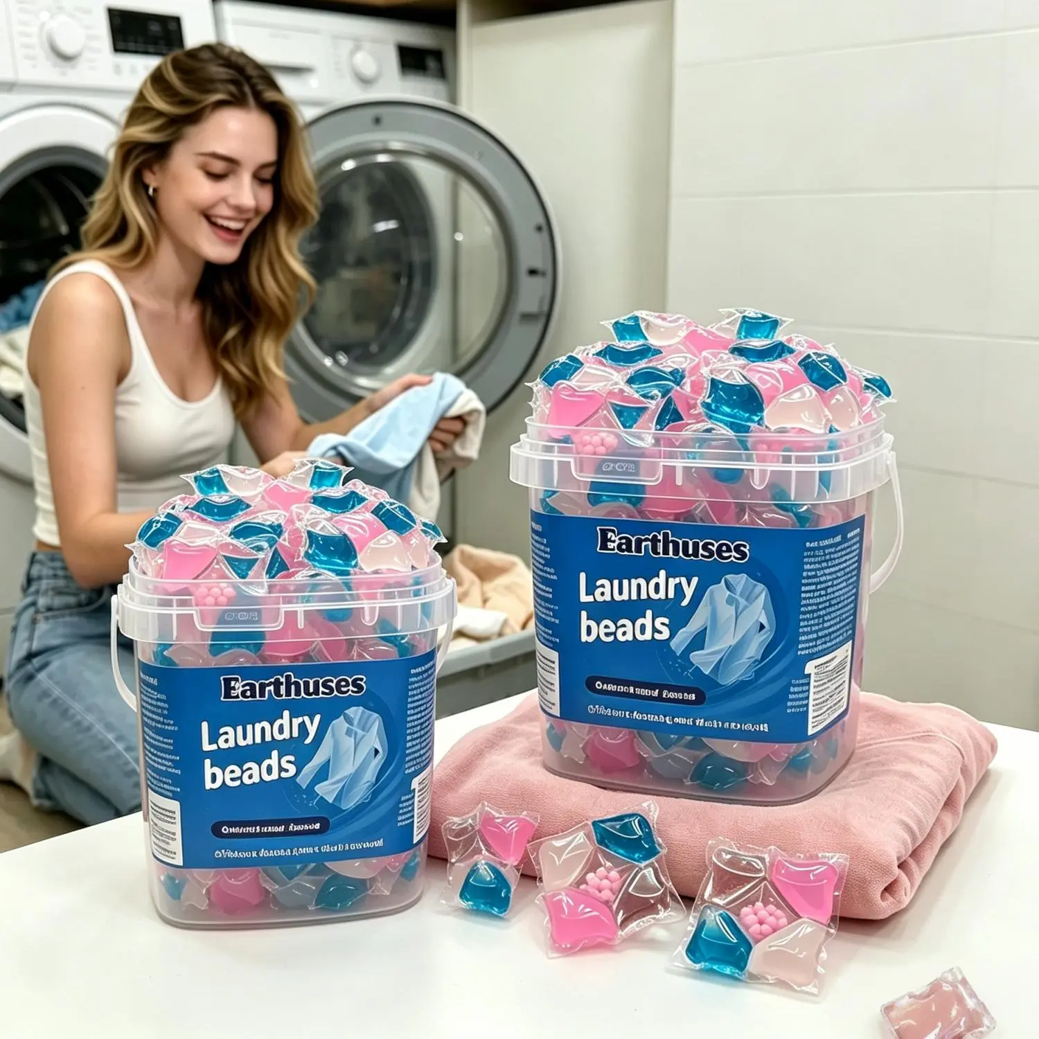 Multi functional 5-in-1 scented laundry gel beads 25 OZ pack (1, 2, 3 boxes optional) - concentrated active ingredients, low foam, easy to wash, soft and anti-static, deep cleaning stains, keeping fresh, laundry household goods, Laundry Detergent, 5-In-1