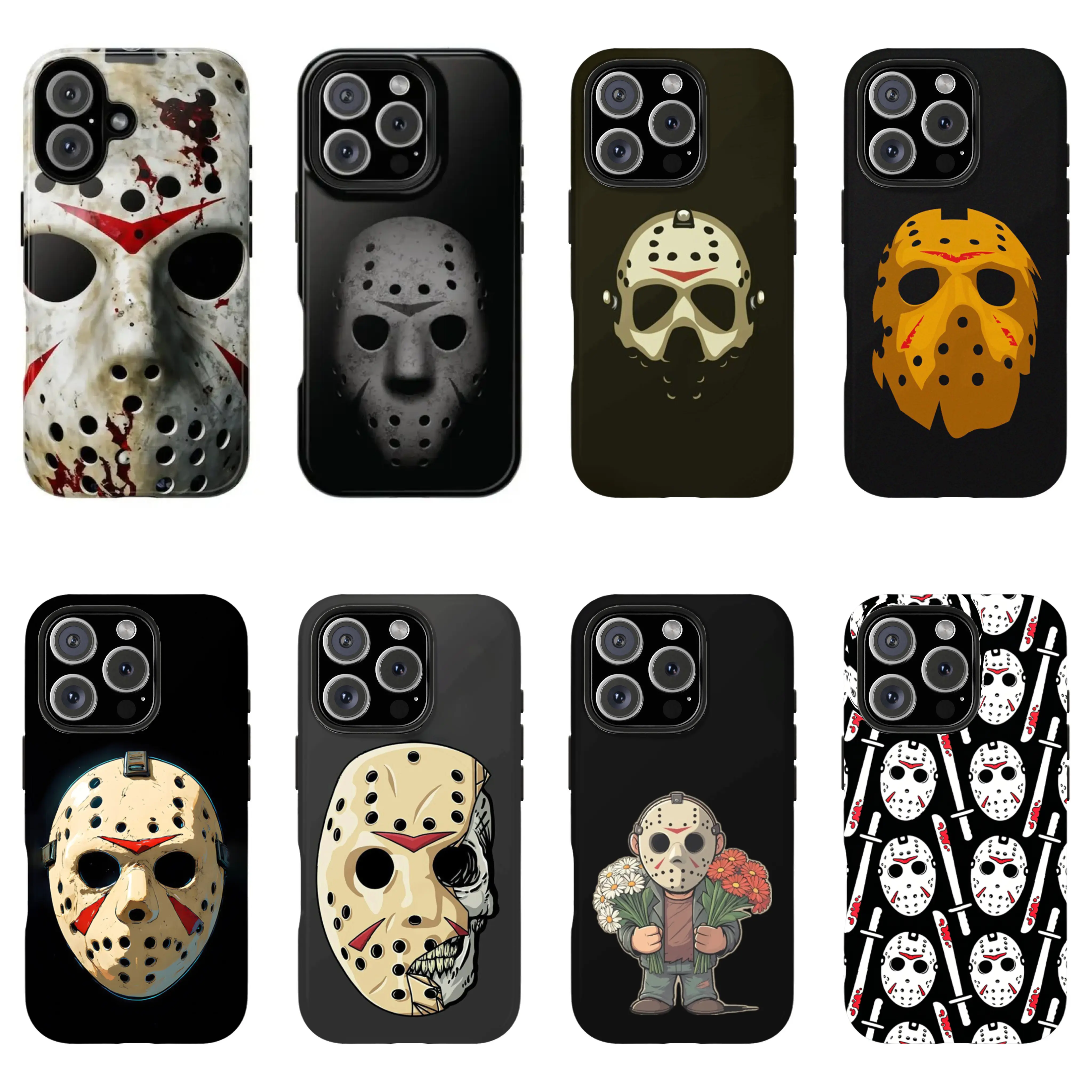 Scary Theme Horror Movie Smartphone Case - Multi-Size Protective Accessory with Screen Protector for iPhone 11,12,13,14,15,16,17 & Samsung S22,S23,S24,S25 (Check Available Sizes for Compatibility), Casing, Iphone 17