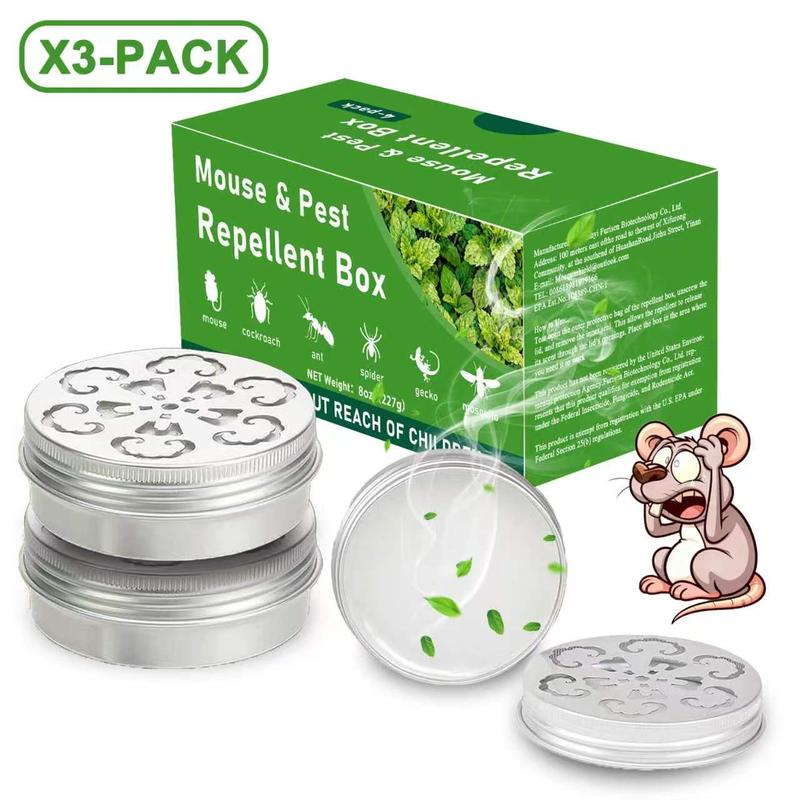 3-Pack Peppermint Scented Mouse Repellent - Rat & Rodent Control Deterrent for Garage, Car, Home Storage