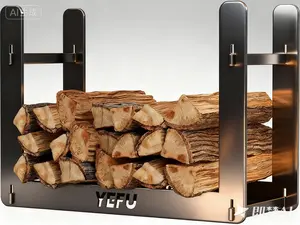 YEFU Mini Firewood Rack for Solo Mesa Stove Mesa XL, 12in Logs Holder for Outdoor Indoor Fireplace, Wood Lumber Storage Organizer, Carbon Steel Small Logs Bin Tools Tabletop Fire Pit Accessories