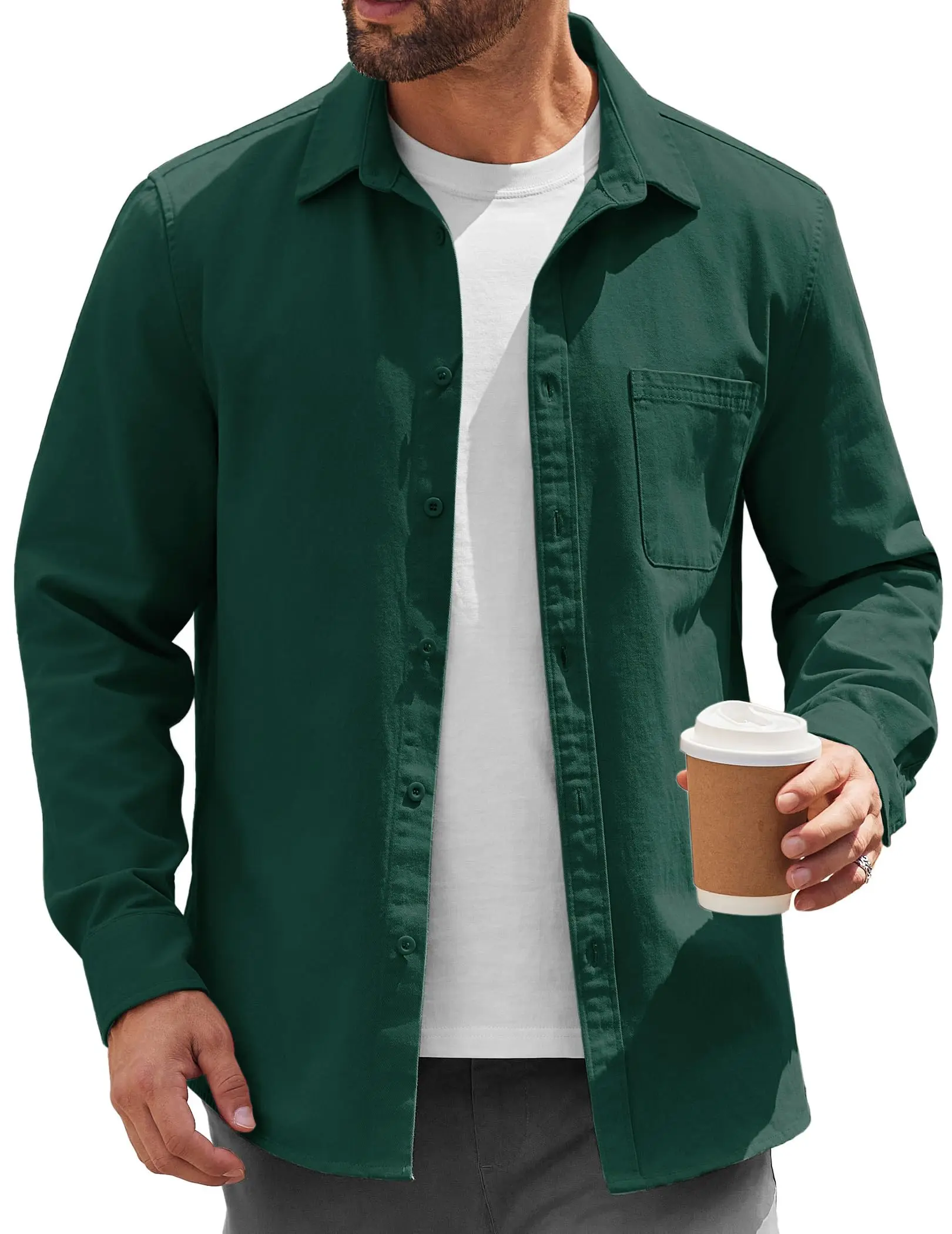 COOFANDY Mens Lightweight Button Down Shirt Jacket Casual Shacket Cotton Overshirt COOFANDY Mens Lightweight Button Down Shirt Jacket Casual Shacket Cotton Overshirt