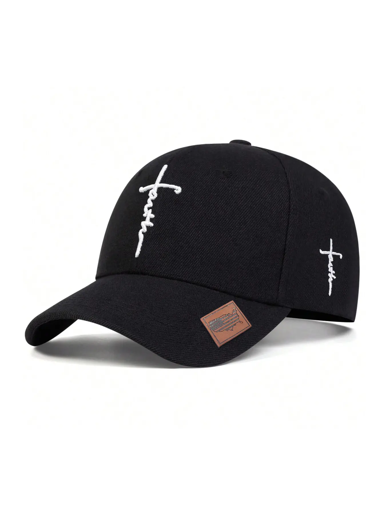 Unisex Faith Cross Embroidered Baseball Cap, Adjustable Snapback, Lightweight Polyester, Casual Sports Hat, Hat With Cross, Cross Embroidery, Solid Color Design, Contemporary Trends, Statement Cap, Polyester Caps