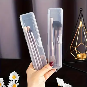 1pc Transparent Portable Dustproof Storage Case, Travel Makeup Brushes Organizer