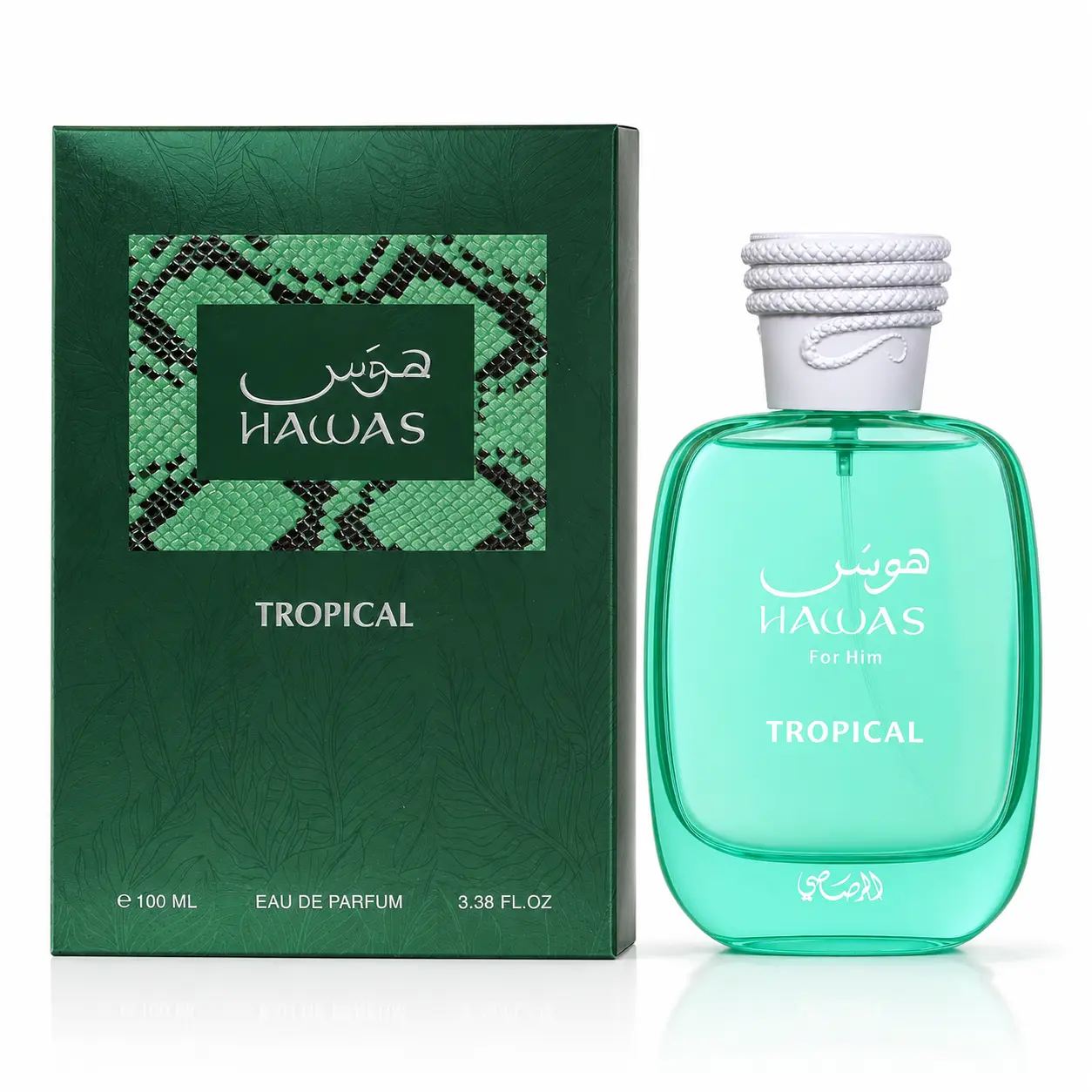 Hawas Tropical For Him Eau De Parfum, Long-Lasting Cologne for Men with a Fresh Tropical Citrus and Woody Musk Scent, EDP for Work & Dates - 3.4 fl oz