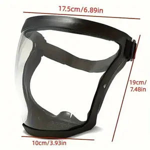 Adjustable Full-Face Protective Shield - Transparent Visor - Easy Drawstring Closure - Durable Plastic Safety Mask - Heat & Impact Resistant for Work, Kitchen and Outdoor Use
