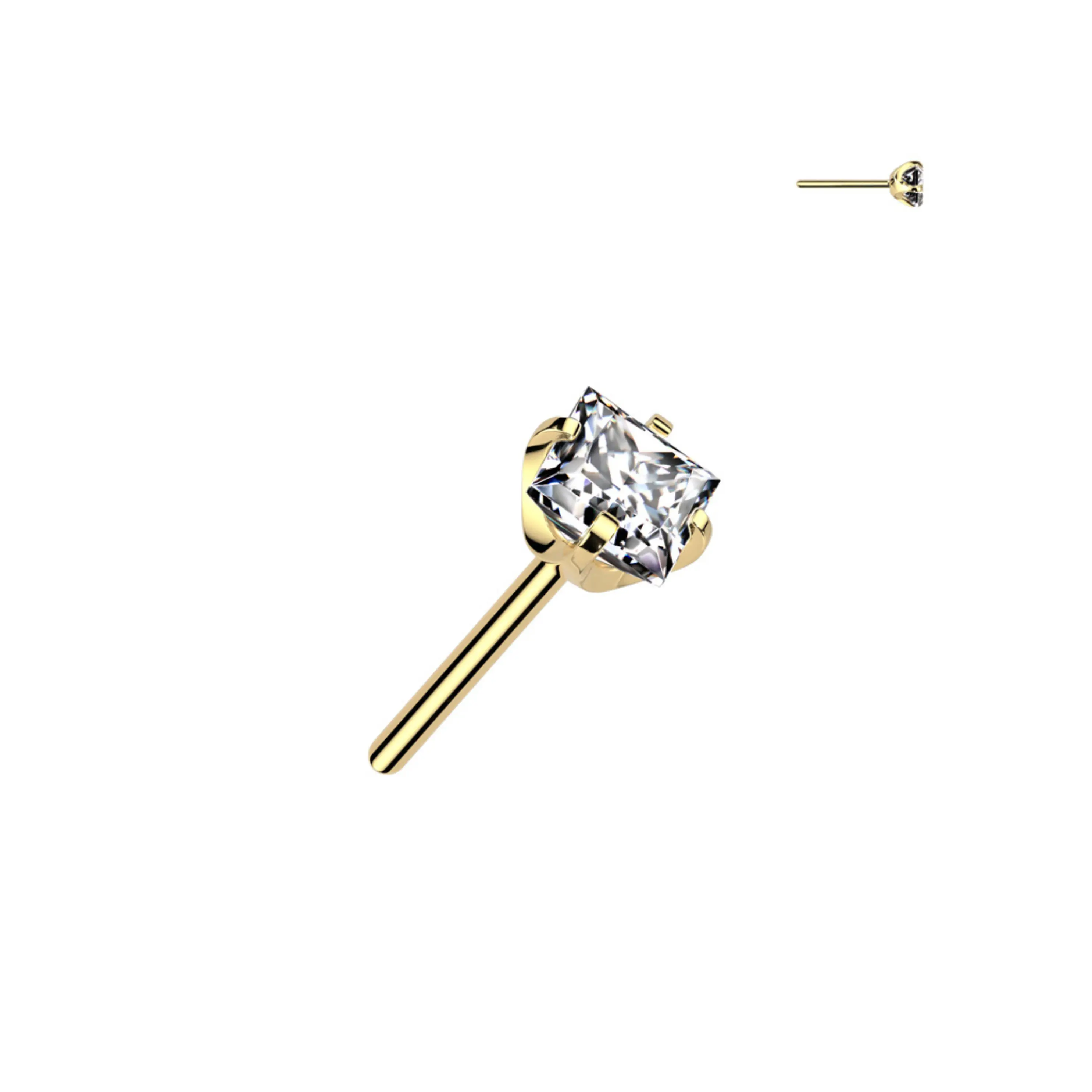 Classic Square Titanium Threadless Push In Top Hypoallergenic Durable Labret Flatback Piercing Jewelry