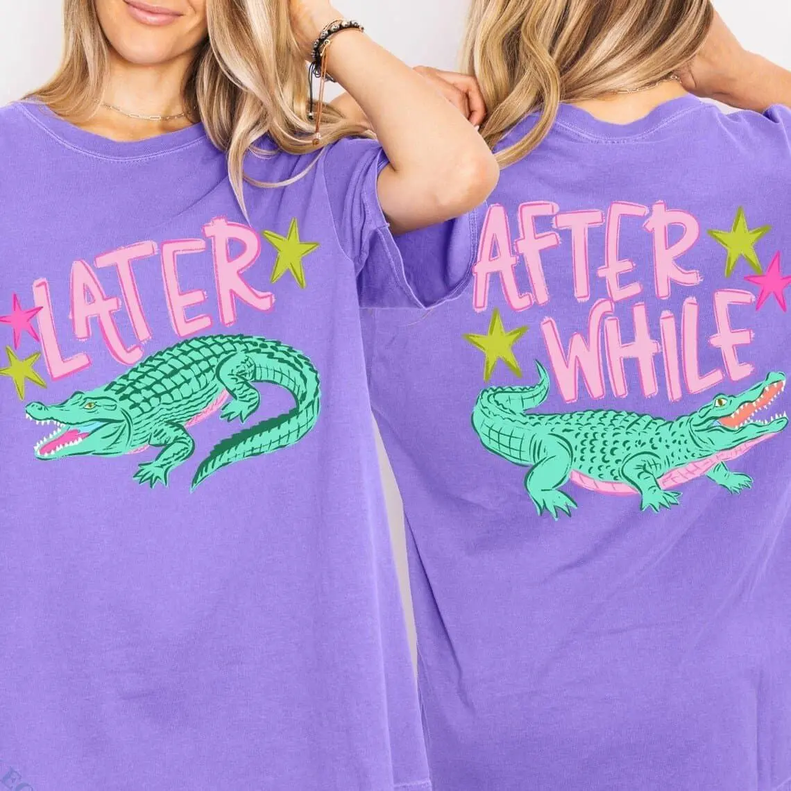 Comfort Colors Later Gator Shirt, After While Crocodile Shirt, Funny Graphic Tee, Front Back Print Shirt, Trendy Cute Tee