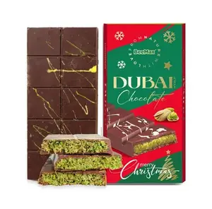 Christmas Dubai Chocolate Bar - 7oz Chocolate Bar with Sugar, Dessert Snack, Perfect for Enjoying Anytime Bonbon Cocoa Flavor