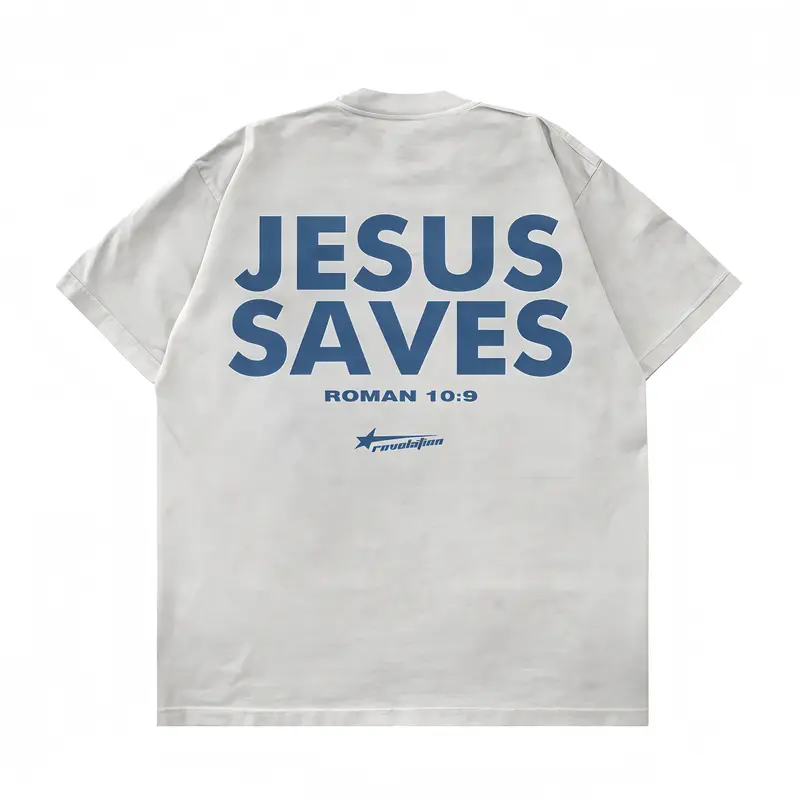 Men's Retro Preppy 100% Cotton Fitted Round Neck Short-Sleeve T-Shirts - Christian Cross Element, Scripture-Inspired Print Fabric, Jesus Saves Graphic, Machine Washable Casual Streetwear, Ideal for Daily Wear & Travel