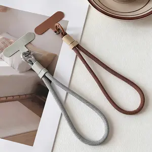Solid Color Braided Wrist Strap Keychain - Adjustable Lanyard Fashion Accessory for Mobile Devices, Camera, Anti-Lost Use