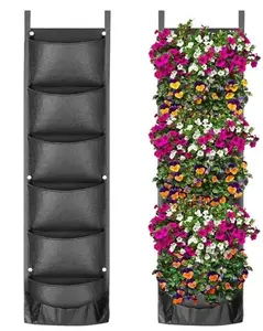 rail scapes plants 6 Pocket Vertical Wall Garden Planter Indoor/Outdoor Black Waterproof