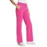 QBK Women's Yoga Scrub Pants - Flared Mid Rise Medical Pants with 5 Pockets (Includes Cargo) | 4-Way Stretch Fabric Trouser Nylon Activewear For Fitness Breathable Athletic Bottoms