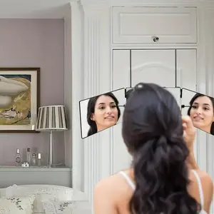 Hanging 3 Way Mirror for Self Hair Cutting, 1 Count Trifold Hair Cut Mirror for Men & Women, Hanging Makeup Mirror, Home Decor, Decoration