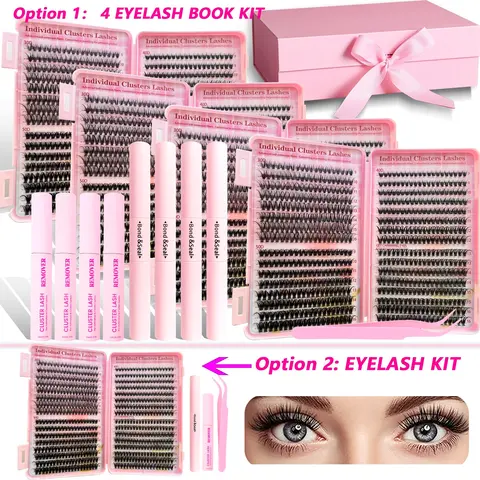 Natural Look Eyelash Extensions Set, False Eyelashes Set & Tweezers & Glue & Remover, Accessories for Women Summer Makeup, Eyelash Clusters, DIY Lash Cluster, Individual Lash Extensions, Eyelash Extensions Kit, Eyelash Fixer Makeup Products, Cosmetic