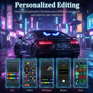 DIBMS 2PCS Bluetooth Controlled LED Devil Eyes Sign,Flex LED Display for Car, LED Sign for Car,Suitable for Windows of Cars and Small to Medium-Sized Trucks.Wireless Bluetooth LED Matrix Sign Car Accessory Led Lights