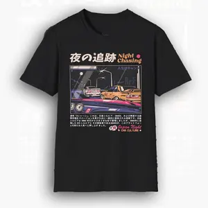 JDM Night Chasing T-Shirt, Car Culture Graphic Shirt, Automotive Enthusiast Tee, Unisex Cotton T-Shirt