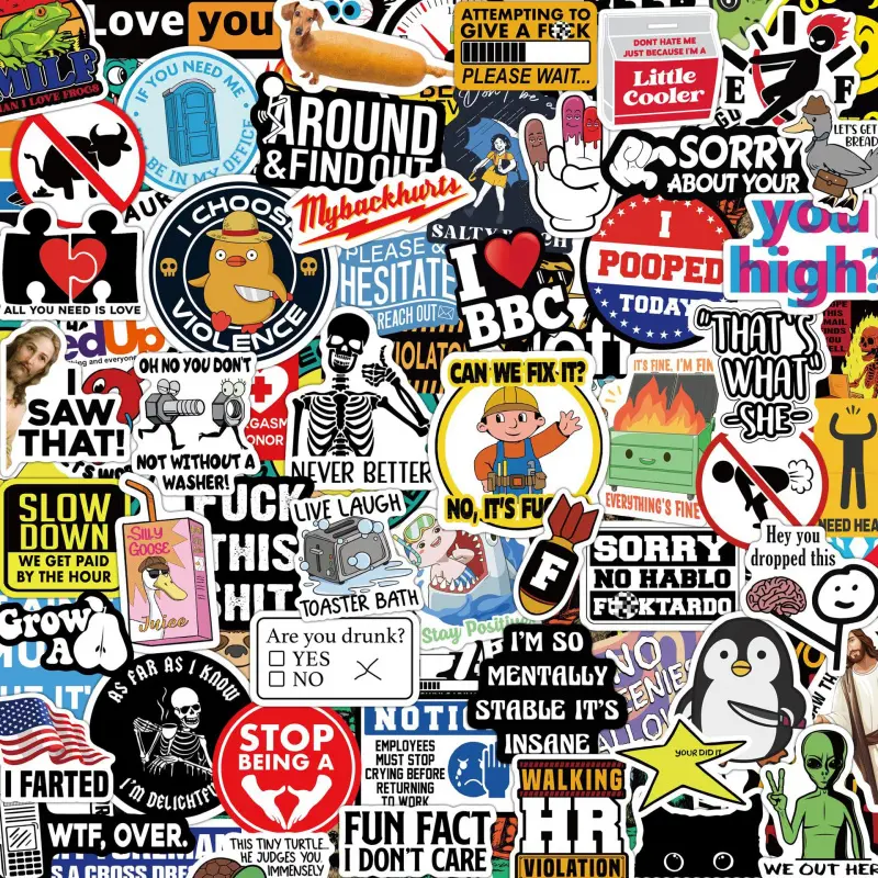 200 PCS Funny Saying Sticker Pack - Snarky, Sarcastic Bold Humor Vinyl Waterproof Meme stickers for laptop, computer, water bottle, ipad, phones bumper Premium Skull Stickers