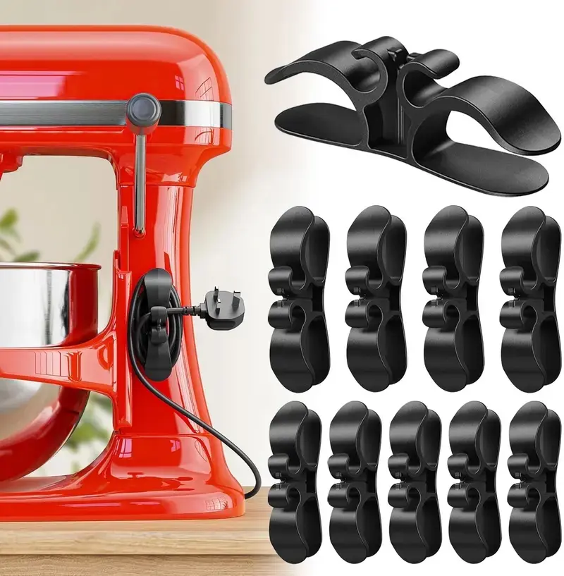 【10-Pack】 Kitchen Appliance Cord Organizer, Upgraded 3M Glue & TPR Silicone Cord Keeper Hooks for Air Fryer, Coffee Maker, Blender, Home Storage & Household Essentials