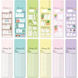 60 count Reading List Bookmark Bookshelf Design Bookmarks 3x8 Inch 2025 Personal Libraries Reading Page Cards Bookmarks Book  Notecards Book Accessories for Reading Lovers