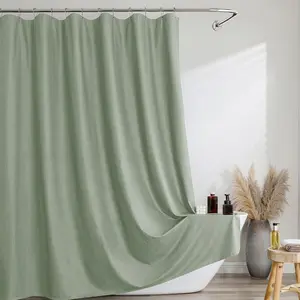 Sage Green Waffle Embossed Textured Shower Curtain for Bathroom, Soft Polyester Fabric Water Repellent Machine Washable Modern Hotel Style Bath Decor 72Wx72L Inches