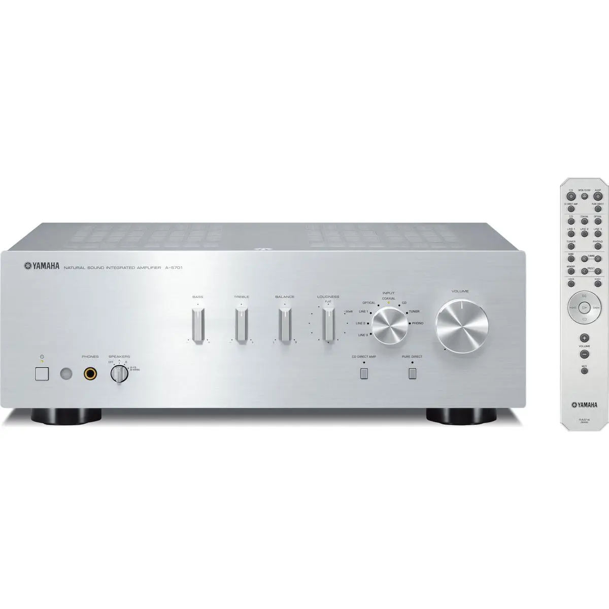 Yamaha A-S701SL Natural Sound Integrated Stereo Amplifier (Silver) - Wireless Audio Device with Bluetooth, Remote Control, Digital