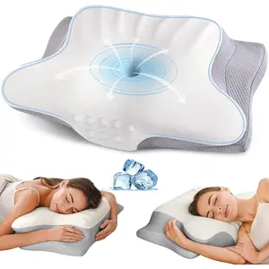Cervical Neck Pillow for Pain Relief, Ergonomic Side Sleeper Pillow for Sleeping, Contour Memory Foam Pillows with Cooling Pillowcase Orthopedic Bed Pillow for Back Stomach Sleepers
