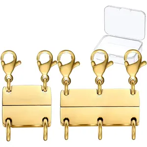 Clysoru Necklace Layering Clasps and Closures for Women Gold and Silver Multiple for Layered Separator Beads Chain Extender Necklaces Bracelet Safety Jewelry Clasp