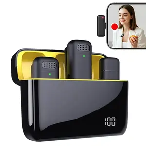 Wireless Lavalier Microphone, Lapel Mic, USB Rechargeable Wireless Microphone with Charging Case, Noise Reduction Microphone for Video Recording, Interview, Audio