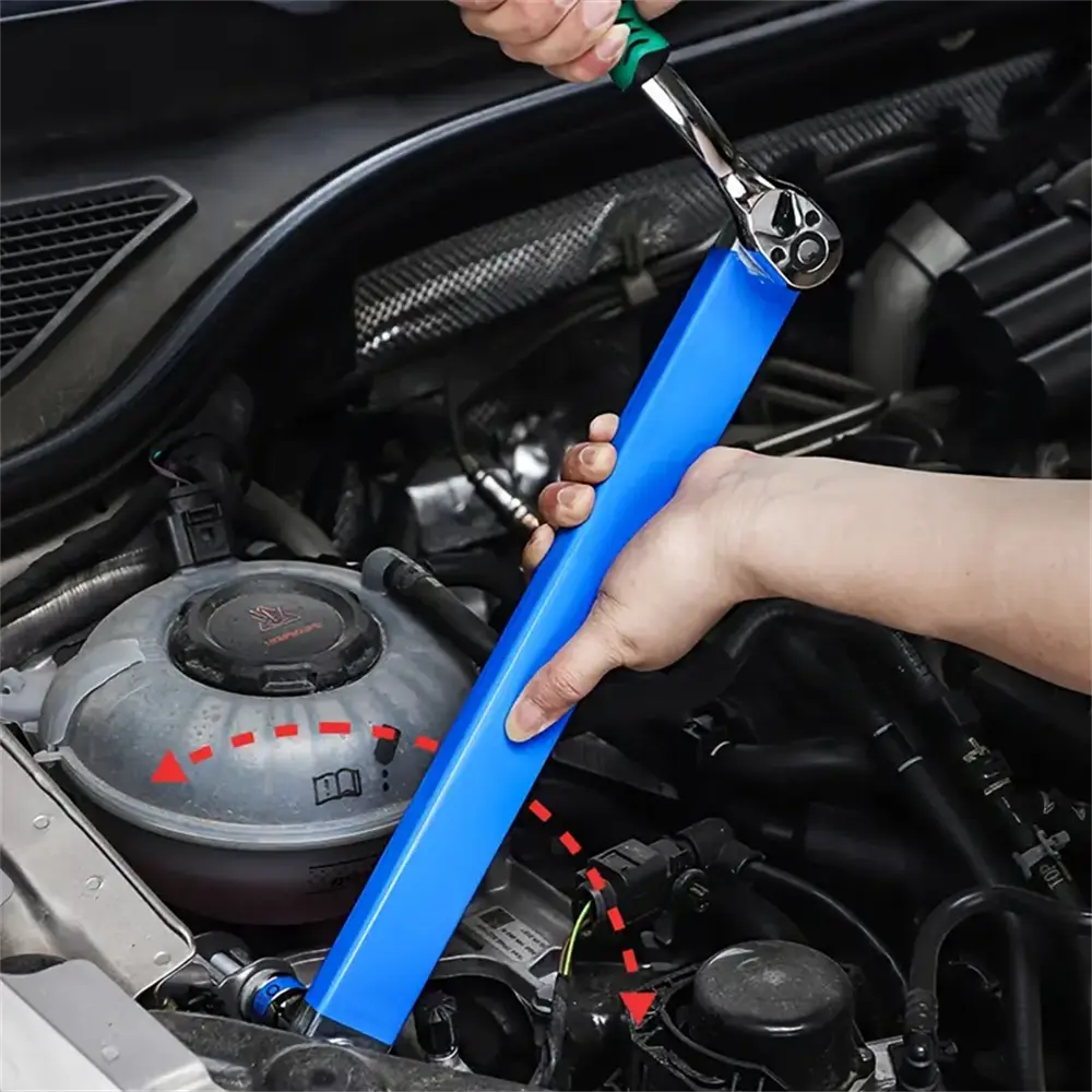 Offset extension wrench, upgraded impact resistant extension wrench kit, with 4 square drive adapters, 2-in-1 multifunctional extension anti slip wrench with ratchet, used for extension wrenches in hard to reach areas, easy to install and remove