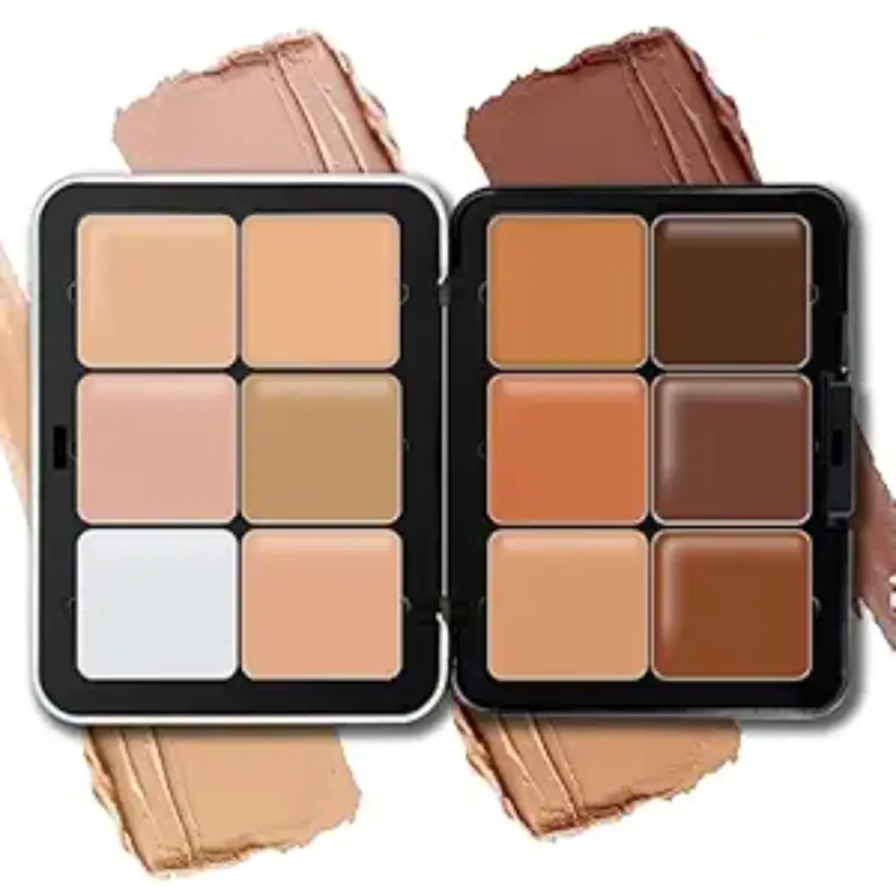 12 Pcs Cream Concealer Foundation Palette, Long-Wearing Smudge Proof Blendable Full Coverage Cream Contour Blush Highlighter Correcting Concealer Foundation Palette Makeup