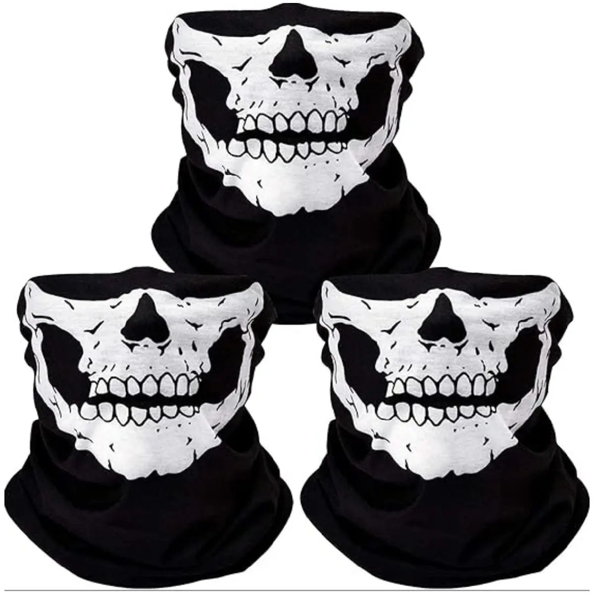 Adults' 3-PCS Skull Ski Masks, Breathable Ghost Face Balaclava with Skeleton Jaw for Halloween, Motorcycle, Outdoor Activities