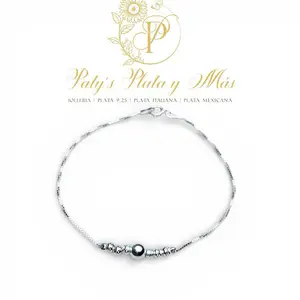 Silver Bracelet Joleria Plata 9.25 Italian Silver 7 Inches 100% Guaranteed Silver with Beautiful Beads