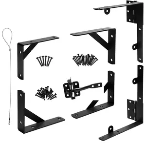 Gate Frame Fence Kit with Gate Latch, Gate Corner Brace Bracket Hardware for Wooden Fence Gate Garden Wooden Driveway Gates, Shed Doors, Corral（1 Sets）