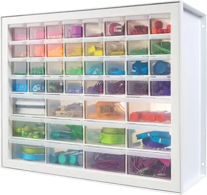 44-Drawer Small Parts Organizer, Made in USA, Storage Drawers for Beads, Crafts, Building Bricks, Screws, Nuts, Bolts, Electronics, Hardware, Stackable Garage Storage Cabinet, White