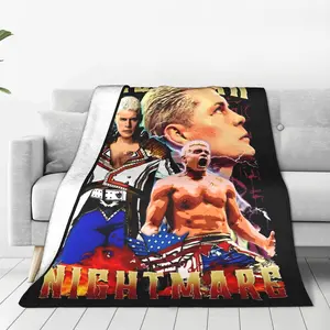 WWE Cody Rhodes Wrestling Blanket Ultra-Soft Flannel Cozy Cover Featuring Iconic Wrestling Artwork, Perfect Warm Throw for Bedroom, Dorm Room, Sofa, Couch, Living Room and Relaxing Evenings