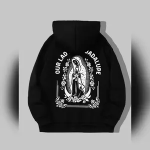 Women's Our Lady Of Guadalupe Graphic Drop Shoulder Hoodie Fashion Casual Drawstring Pocket Hooded Sweatshirt For Daily Hoodied Go-To Cotton Sweaters