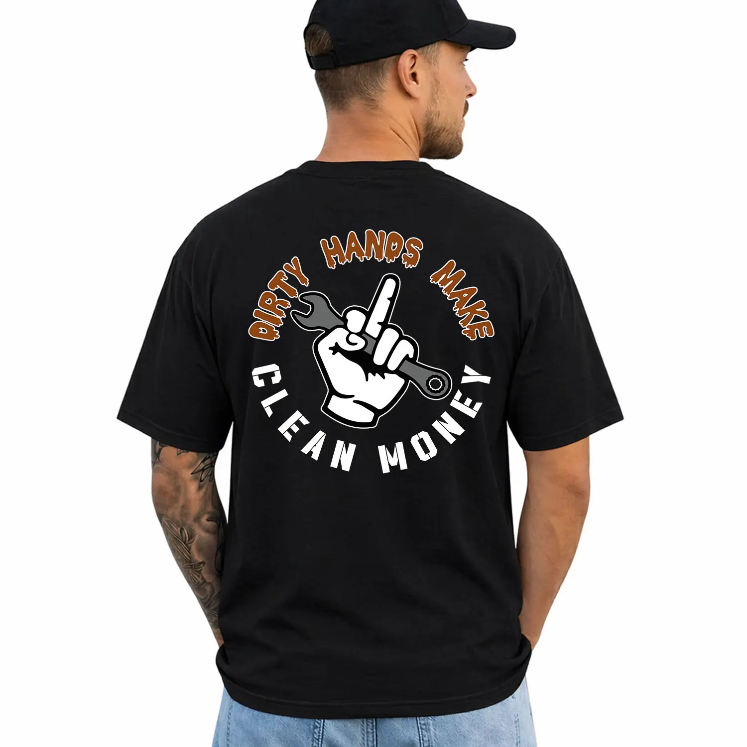 Dirty Hands Make Clean Money Shirt, Funny Plumber Tee, Blue Collar Worker Graphic T-Shirt, Gift for Plumbers, Short Sleeve Printed Graphic Shirt, Daily Casual Cotton Menswear
