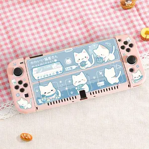 Cute Cat Pattern Game Console Protective Case, TPU Soft Game Controller Protective Case, Game Console Protective Case for Nintendo Switch OLED
