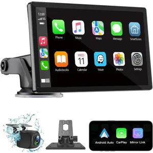 Wireless Carplay Screen For Car 7" HD Portable Car Stereo Touchscreen With Apple CarPlay, Android Auto, Mirror Link, Backup Camera, Bluetooth, GPS Navigation, AUX For All Vehicles