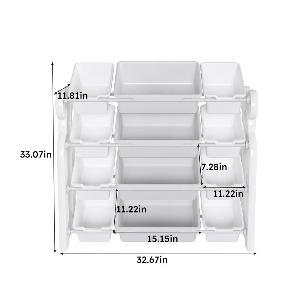 Kids Toy Storage Organizer with 12 Bins – Grey & White Nursery Organizer Cabinet, HDPE Bins & Shelf for Playroom, Bedroom, Living Room Kids Toy Storage Organizer with 12 Bins – Grey & White Nursery Organizer Cabinet, HDPE Bins & Shelf for Playroom, Bedroom, Living Room