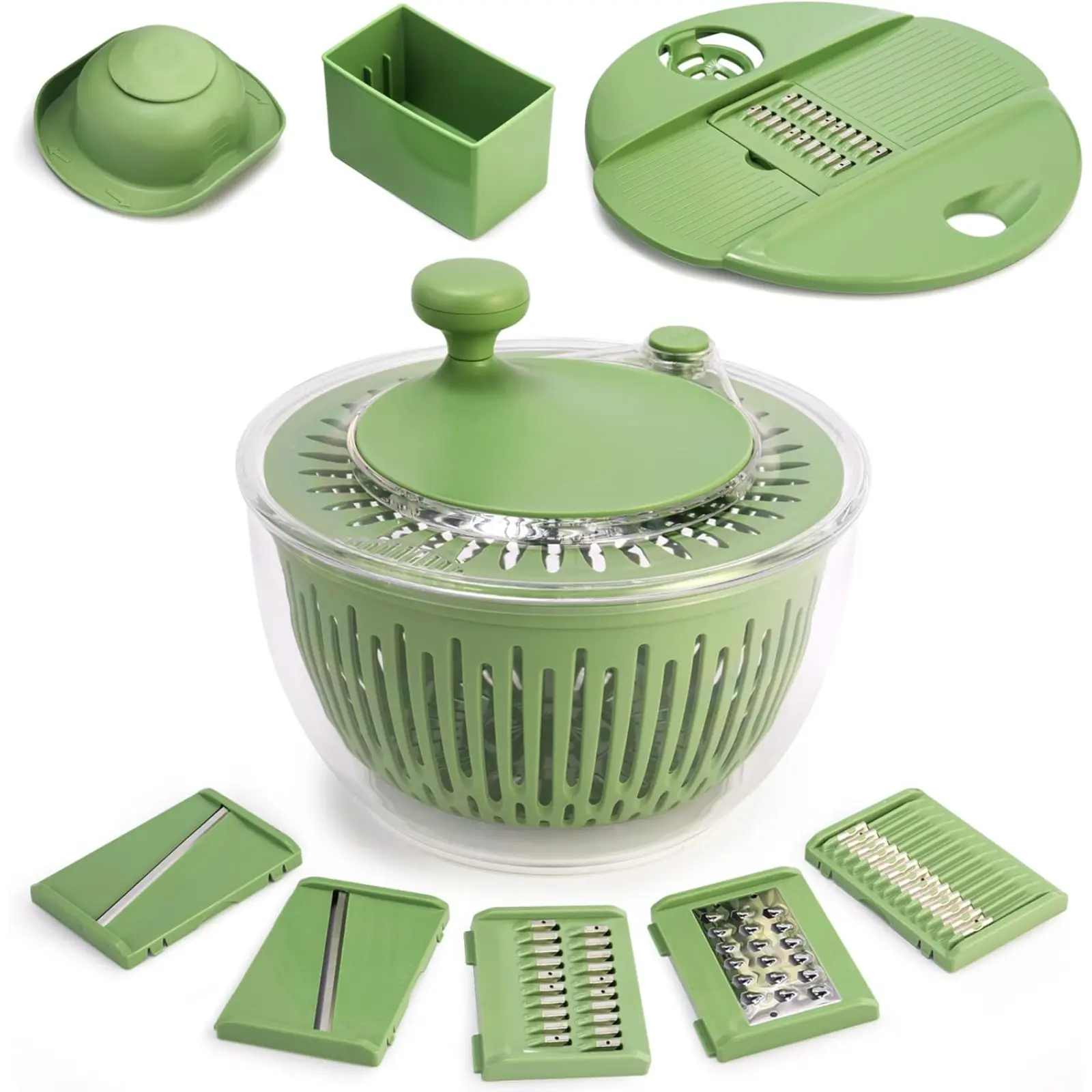 4.25Qt Large Lettuce Spinner - 5-Blade Slicer, Vegetable Wash Bowl, Fruit & Herb Dryer with Egg Yolk Strainer for Efficient Salad Prep & Food Washing (Home Supplies Storage Organizer Rack)