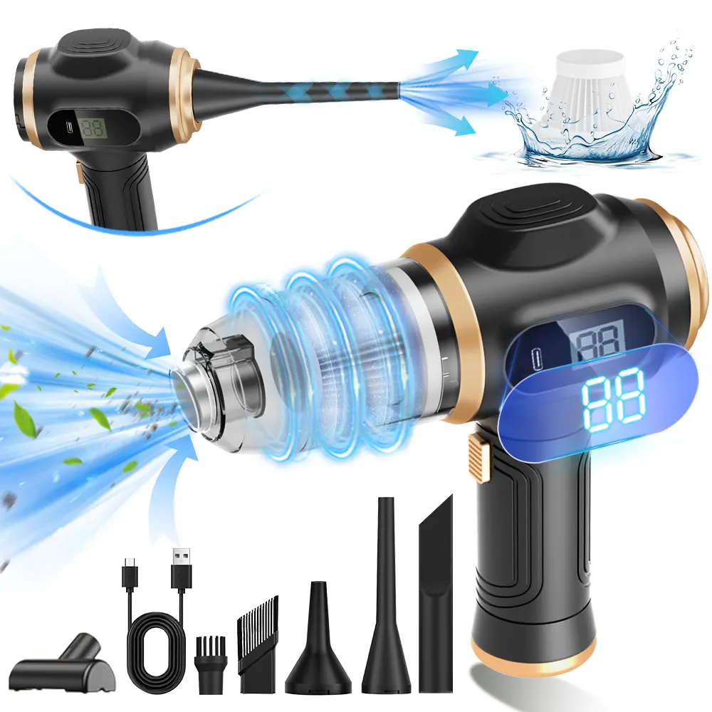 Belibuy Mini Vacuum Cleaner, 3-in-1 Car Vacuum Cleaner High Power, 19000PA Strong Suction, Air Duster, Dual Filter, Small Vacuum Cleaner Portable Cordless Car, Desktop, Home, Pet, Sofa