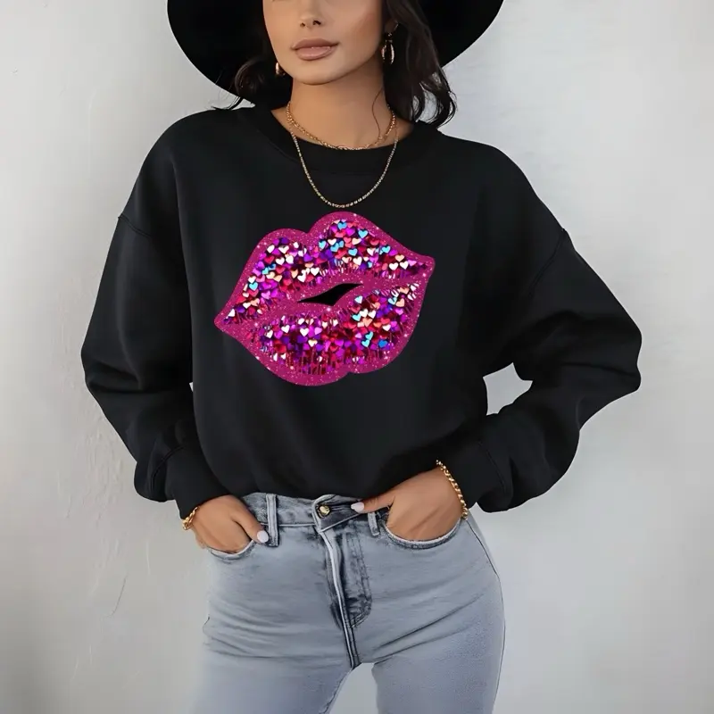 Sparkle kiss T-Shirt or Crewneck Sweatshirt love casual comfortable super soft relaxed fit unisex Sizing womenswear Streetwear Long Sleeve Top