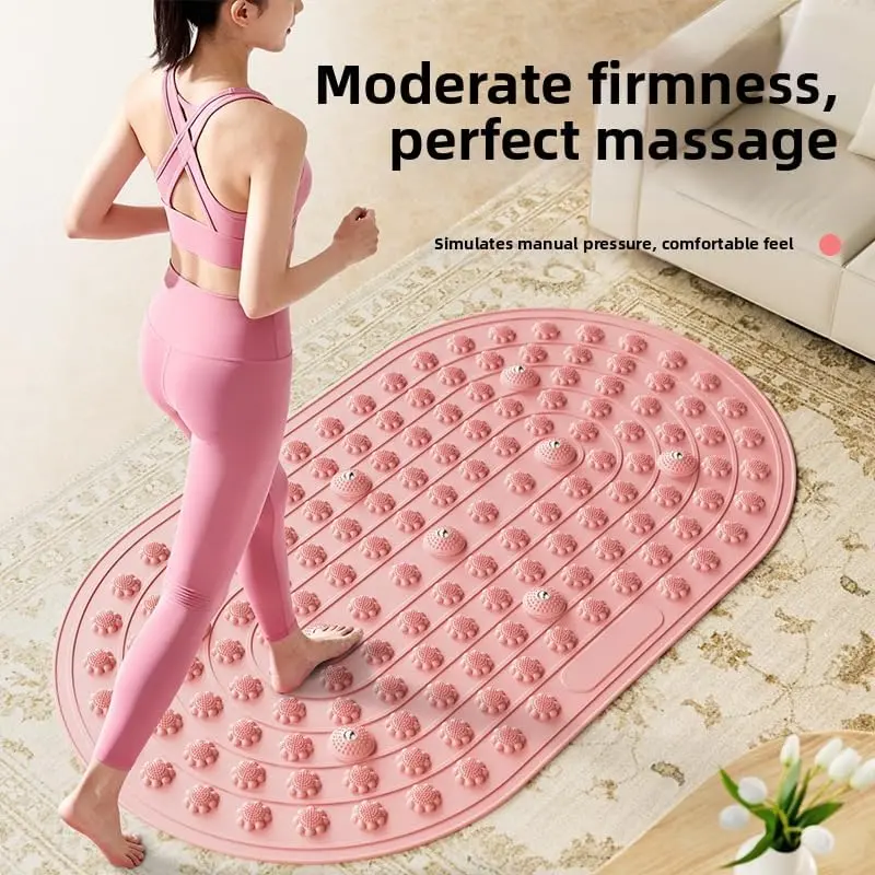 Oval Silicone Acupressure Walking Mat for Women with Magnetic Nodes, Foldable Non-Slip Pad for Home Fitness & Sole Relief, Lightweight, Foot Relief