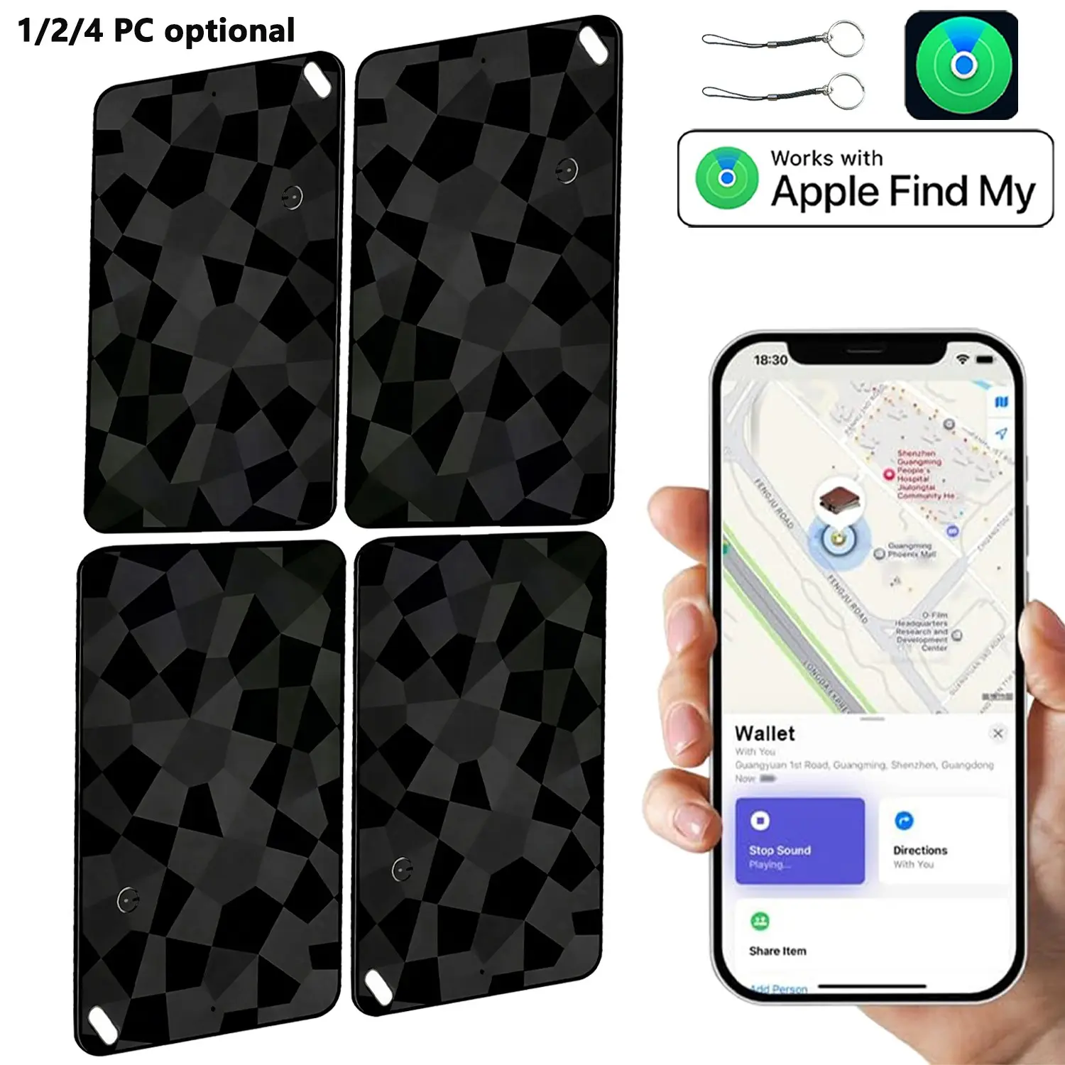 Air Tracker Tag – 1/2/4 Pack Smart Tracker Tag Item Finder, Wallet Tracker Compatible with Apple Find My (iOS Only), 1.7mm Slim Rechargeable Battery BT Card for Wallet, Passports & Luggage – Never Lose Your Belongings Again