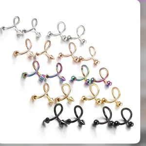 Fashion Geometric Stainless Steel Plating Lip Stud Nose Ring
