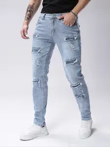 Men's Elastic Stretch Fitted Straight Leg Workwear Jeans, Denim Fabric, Sizes 30-38, Comfortable & Stylish, Perfect for Daily Wear