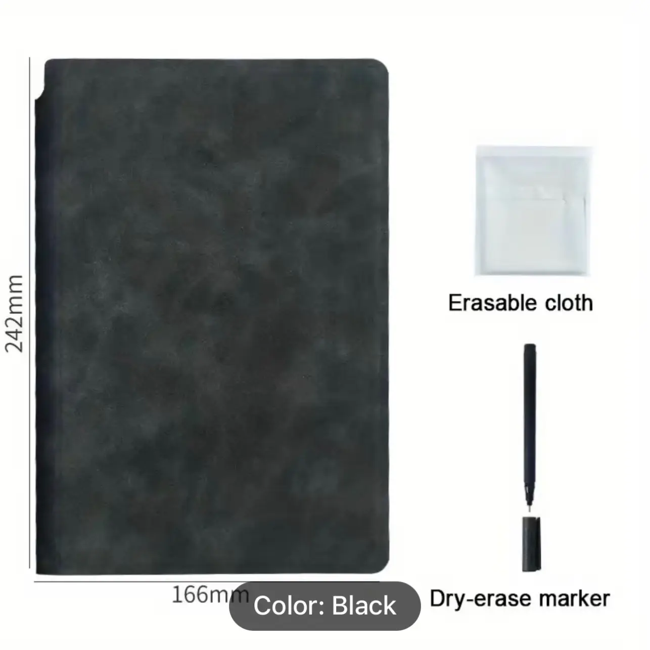 Portable & Stylish A5 Reusable Whiteboard Notebook: Weekly Planner, Leather Memo, Free Whiteboard Pen & Erasing Cloth