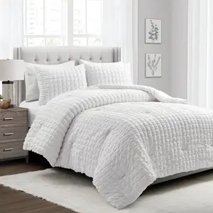 Lush Decor Crinkle Textured Dobby Comforter Set, Elegant Design, Soft and Cozy Texture, Ideal for Home Decor